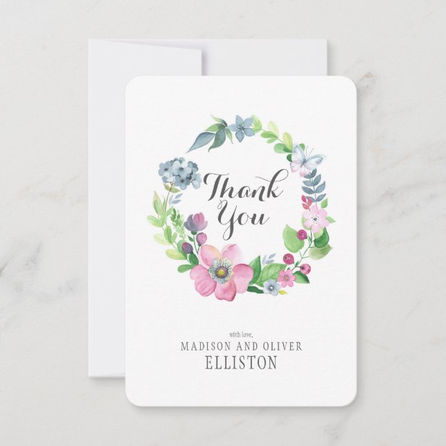 Boho Watercolor Floral & Butterfly | MERCI (Devant)