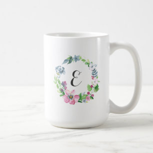 Boho Watercolor Floral & Butterfly   Monogram Coffee Mug