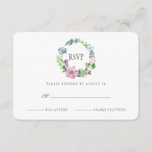 Boho Watercolor Floral & Butterfly RSVP Card