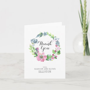 Boho Watercolor Floral & Butterfly Thank You Card