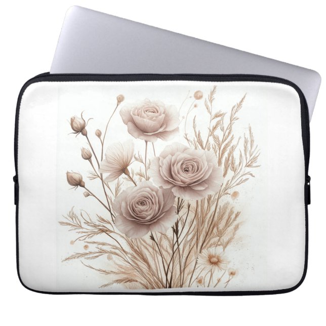Boho Watercolor Floral Electronics Bag – Elegant & (Front)