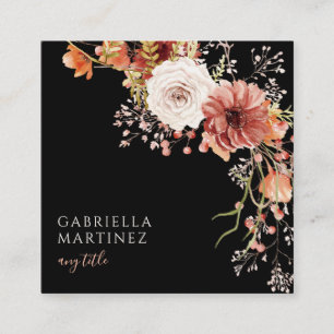 Boho Watercolor Floral Interior Designer Square Business Card