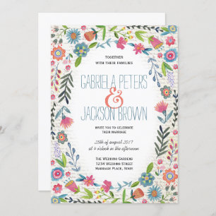 Boho Watercolor Floral   Invitations de mariage