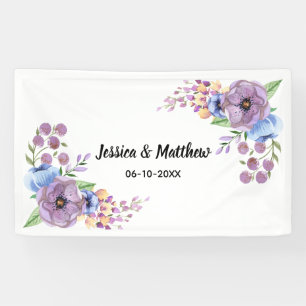 Boho Watercolor Floral Lilac & Teal Personalize Banner