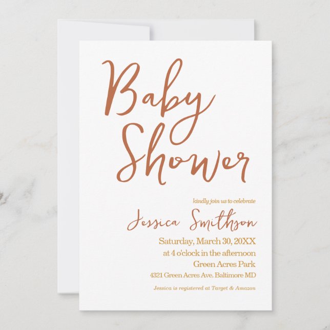 Boho Watercolor Floral Pampas Grass Baby Shower Invitation (Front)