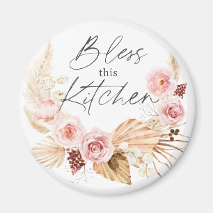 Boho watercolor Floral Pampas Grass refrigerator Magnet