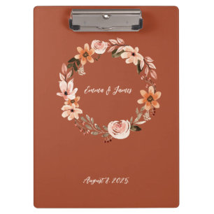 Boho Watercolor Floral Personalized Clipboard