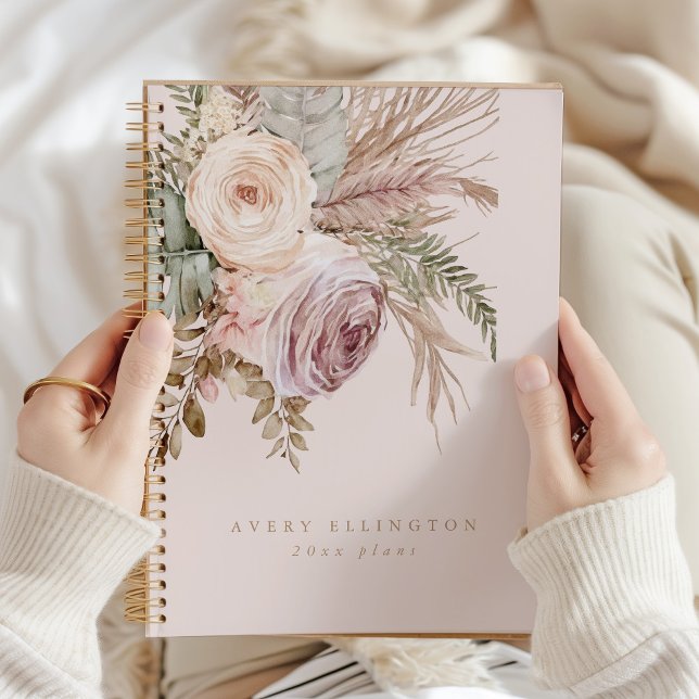 Boho Watercolor Floral Personalized Name Year Planner (Creator Uploaded)