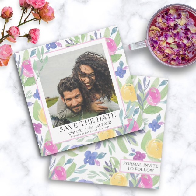 Boho Watercolor Floral Save the Date  Wedding (Creator Uploaded)