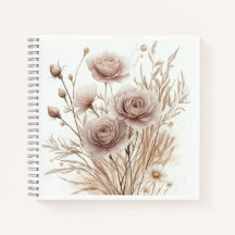 Boho Watercolor Floral Spiral Notebook – Elegant 