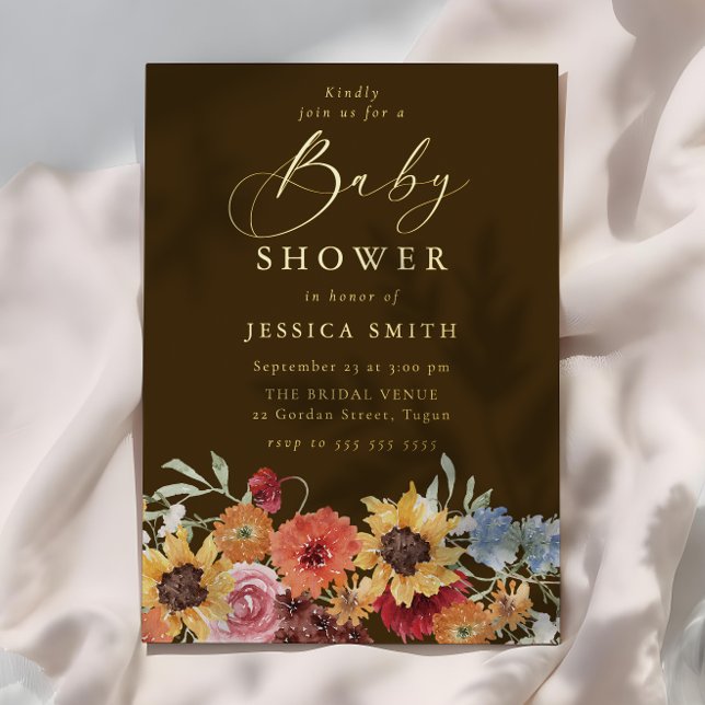 Boho Watercolor Floral Summer Baby Shower Gold (Creator Uploaded)