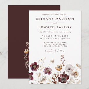 Boho Watercolor Floral Wedding Invitation