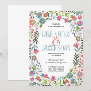 Boho Watercolor Floral   Wedding invitations