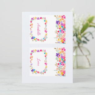 Boho Watercolor Floral Wedding Place Card Template