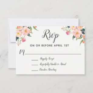 Boho Watercolor Floral Wedding RSVP
