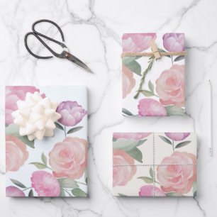 Boho Watercolor Floral wedding Wrapping Paper Sheet