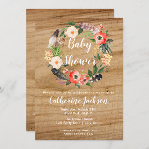 Boho Watercolor Flowers   Baby Shower Invitation