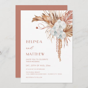 Boho Watercolor Flowers Modern  Invitation