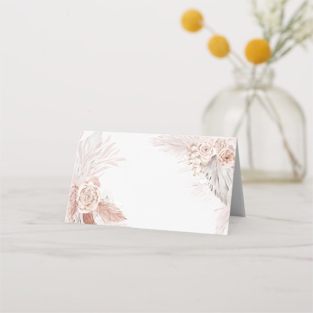 boho watercolor flowers place card (Front)