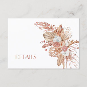 Boho Watercolor Flowers Wedding Details Enclosure Card