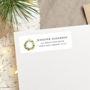 Boho Watercolor Greenery Wreath Return Address
