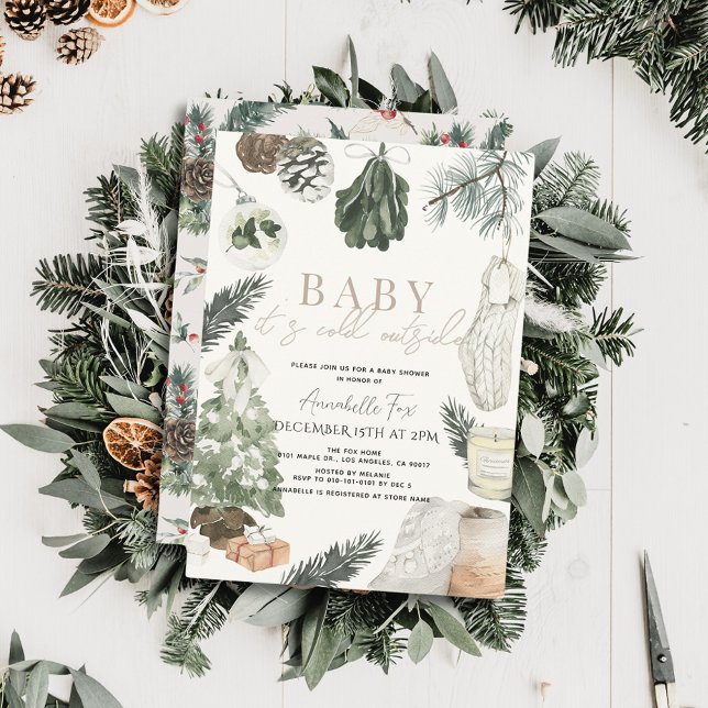 Boho Watercolor Holiday Baby Shower Invitation (Creator Uploaded)
