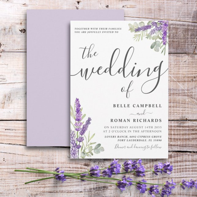Boho Watercolor Lavender Floral Wedding  Invitation (Creator Uploaded)
