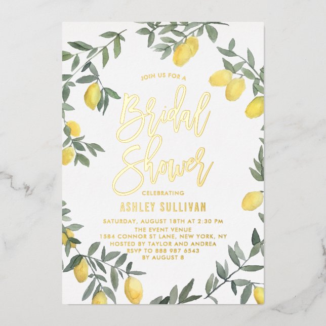 Boho Watercolor Lemon Wreath Bridal Shower (Front)