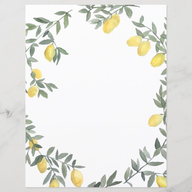 Boho Watercolor Lemon Wreath Personalized Card (Front)