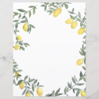 Boho Watercolor Lemon Wreath Personalized Card