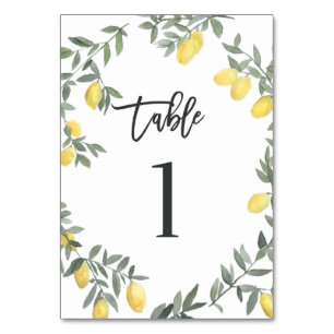 Boho Watercolor Lemon Wreath Table 1 Number