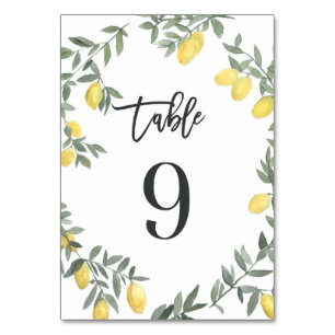 Boho Watercolor Lemon Wreath Table 9 Table Number