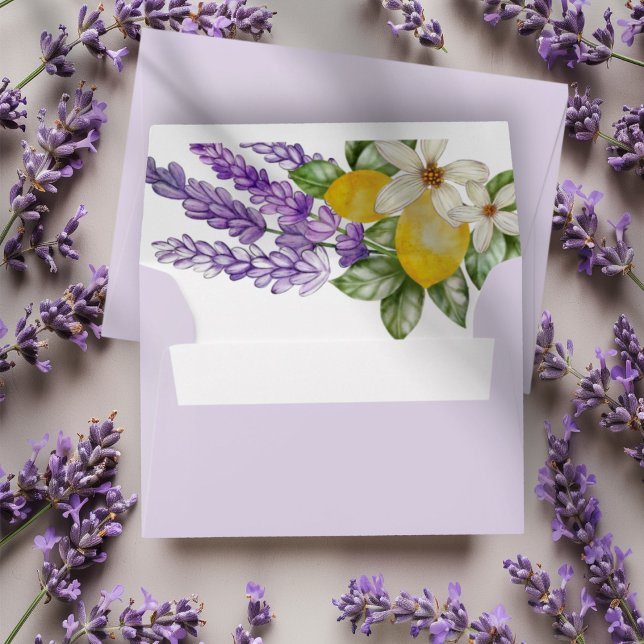 Boho Watercolor Lemons & Lavender Bridal Shower Envelope (Creator Uploaded)