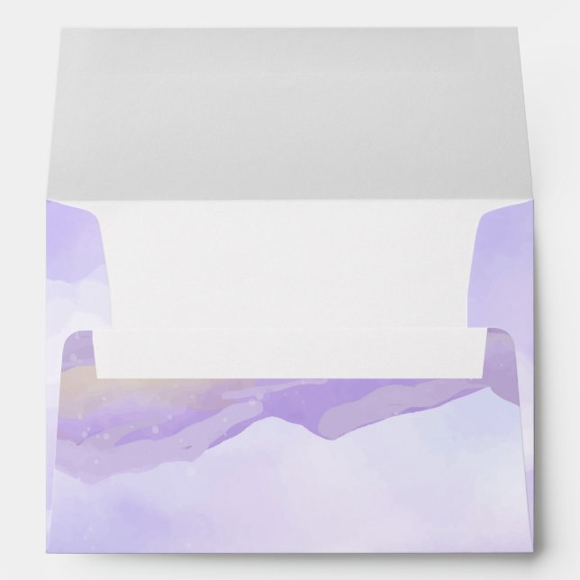 Boho Watercolor Lilac Night Sky Mariage Enveloppe (Dos (Bas))