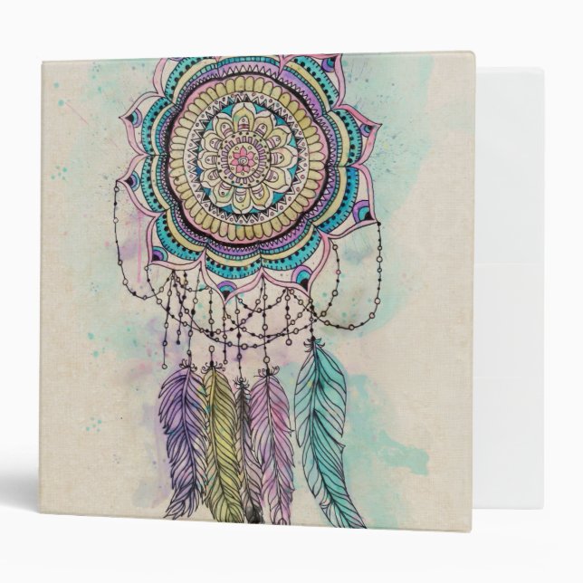 Boho Watercolor Mandala Dreamcatcher Binder (Front/Inside)