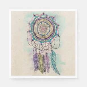 Boho Watercolor Mandala Dreamcatcher Napkin