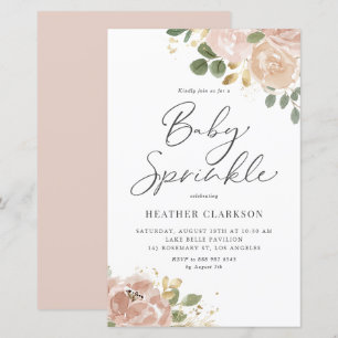 Boho Watercolor Mauve Peach Flowers Baby Sprinkle