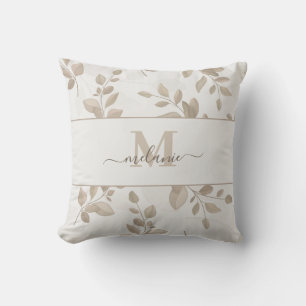 Boho Watercolor Monogram Custom Name Throw Pillow