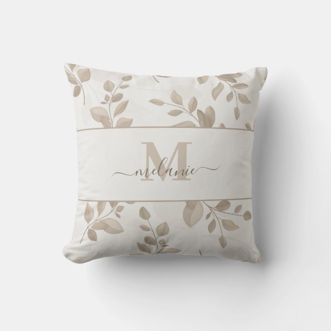 Boho Watercolor Monogram Custom Name Throw Pillow (Front)