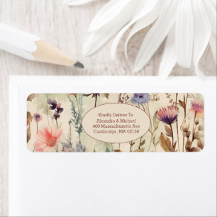 Boho Watercolor Muet Tones Fleurs sauvages Mariage