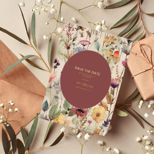 Boho Watercolor Muted Tones Wildflowers Wedding
