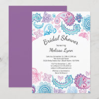 Boho Watercolor Paisley Pattern Bridal Shower
