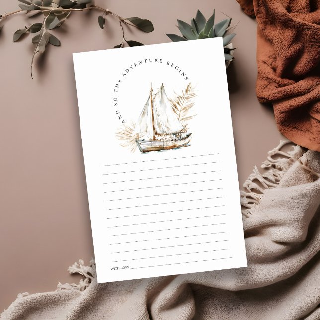 Boho Watercolor Palm Voilier Seasboat Carte de con (Créateur téléchargé)