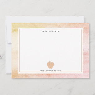 Boho Watercolor Pink Apple Teacher Card