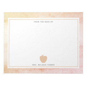 Boho Watercolor Pink Apple Teacher Notepad