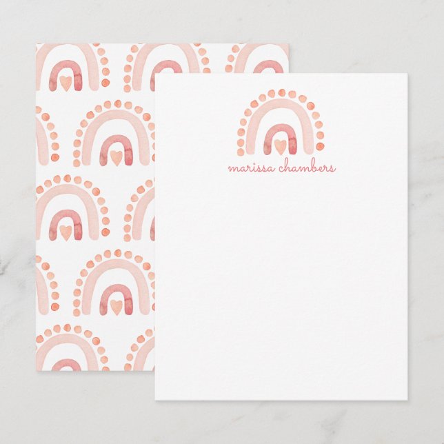 Boho Watercolor Pink Rainbow Girl's  Card (Front/Back)