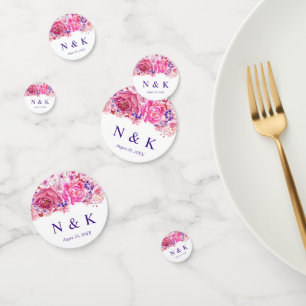Boho Watercolor Pink Roses Wedding Confetti