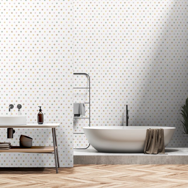 Boho Watercolor Polka Dots Wallpaper (Bathroom)