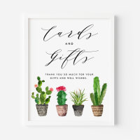 Boho Watercolor Potted Cactus Cards and Gifts