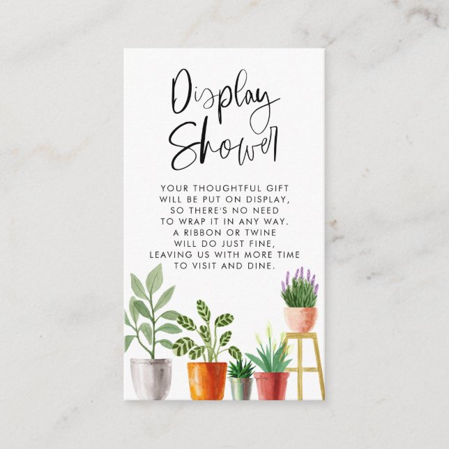 Boho Watercolor Potted Houseplants Display Shower Enclosure Card (Front)